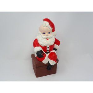 Vintage Hobbyist Ceramic Santa on Chimney 12" H x 5 1/2" W x 4 3/4" D